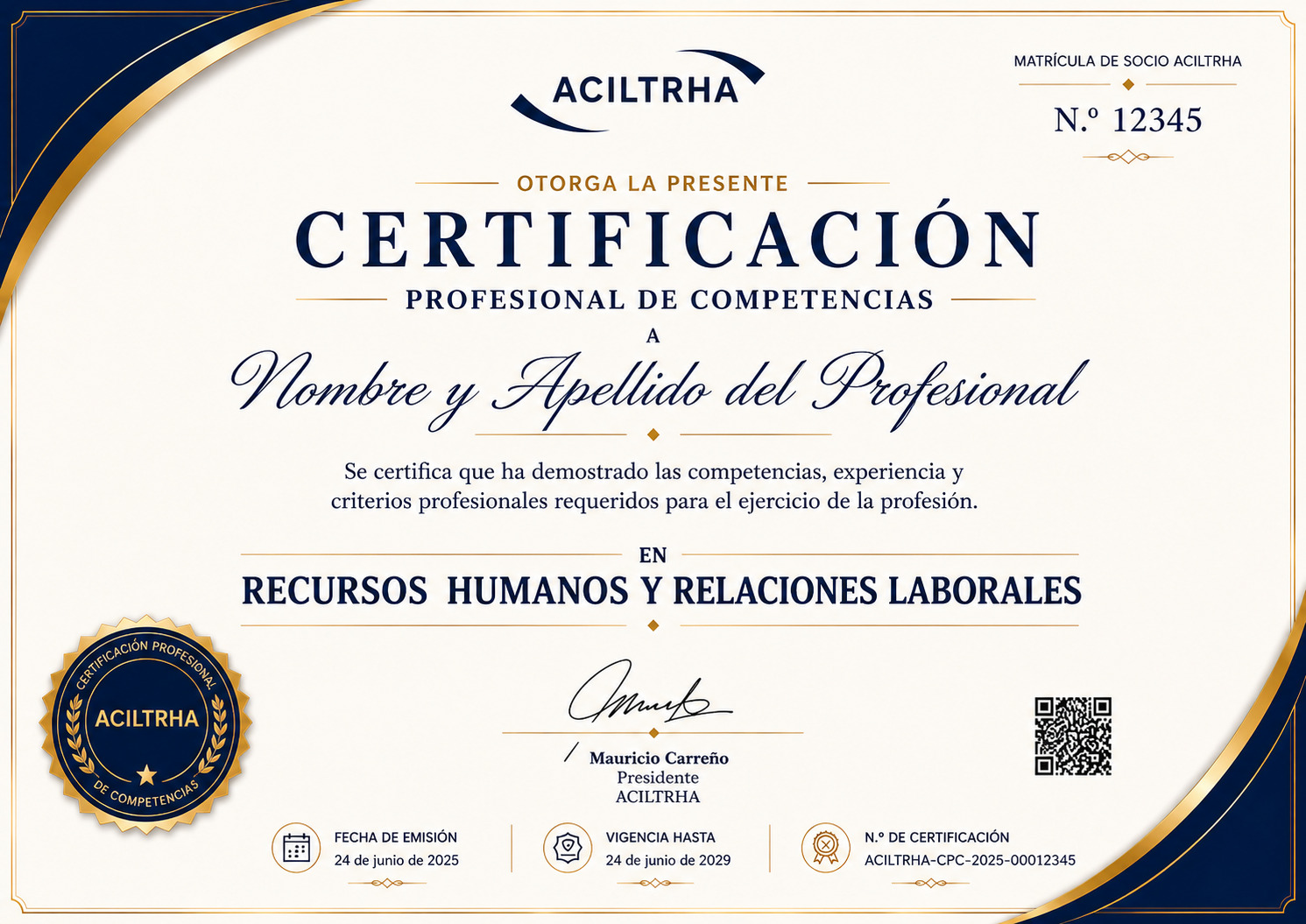Modelo de Certificación Profesional de Competencias ACILTRHA